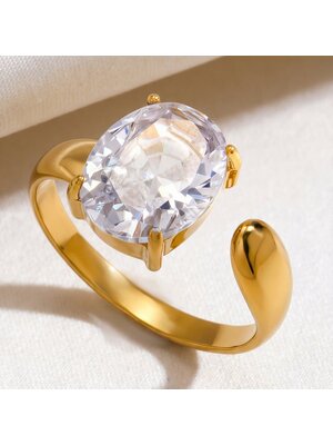 Lundholm Lundholm Lenore ring dames goudkleurig – premium stainless steel 2.5 micron PVD gold plated waterproof hypoallergeen – Lenore serie – Scandinavisch design – sieraden cadeau voor haar