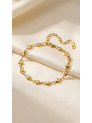 Lundholm Lundholm Britte armband dames goudkleurig – 17,5 + 5 cm – premium stainless steel 2.5 micron PVD gold plated waterproof hypoallergeen – Britte serie – Scandinavisch design – sieraden cadeau voor haar