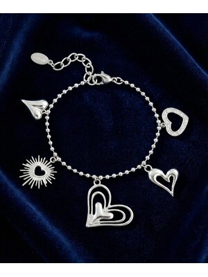 Lundholm Lundholm Love armband dames zilverkleurig – premium stainless steel waterproof hypoallergeen – Love serie – Scandinavisch design – sieraden cadeau voor haar