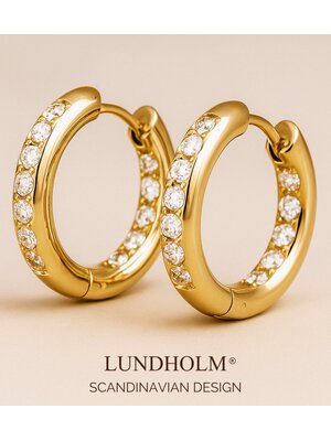 Lundholm Lundholm Alina oorbellen dames goudkleurig – 2,45 cm – premium stainless steel 2.5 micron PVD gold plated hypoallergeen – Alina serie – Scandinavisch design – sieraden cadeau voor haar