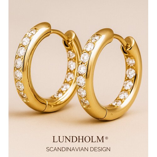 Lundholm Lundholm Alina oorbellen dames goudkleurig – 2,45 cm – premium stainless steel 2.5 micron PVD gold plated hypoallergeen – Alina serie – Scandinavisch design – sieraden cadeau voor haar
