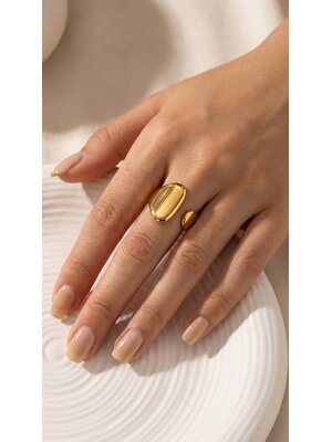 Lundholm Lundholm Kayla ring dames goudkleurig – premium stainless steel 2.5 micron PVD gold plated waterproof hypoallergeen – Kayla serie – Scandinavisch design – sieraden cadeau voor haar