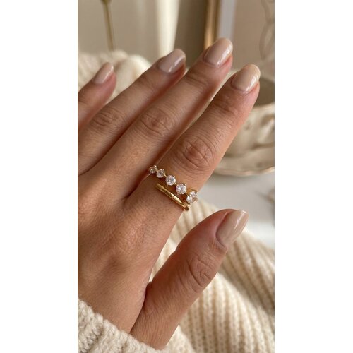 Lundholm Lundholm Isabeau ring dames goudkleurig – premium stainless steel 2.5 micron PVD gold plated waterproof hypoallergeen – Isabeau serie – Scandinavisch design – sieraden cadeau voor haar