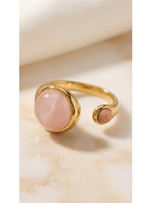 Lundholm Lundholm Sophia ring dames goudkleurig – premium stainless steel 2.5 micron PVD gold plated waterproof hypoallergeen – Sophia serie – Scandinavisch design – sieraden cadeau voor haar