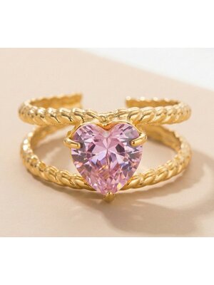 Lundholm Lundholm Francine ring dames goudkleurig – premium stainless steel 2.5 micron PVD gold plated waterproof hypoallergeen – Francine serie – Scandinavisch design – sieraden cadeau voor haar