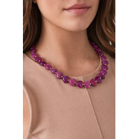 Lundholm Linne ketting dames paars – 42 + 5 cm – premium stainless steel 2.5 micron PVD gold plated hypoallergeen – Linne serie – Scandinavisch design – sieraden cadeau voor haar