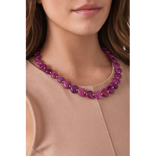 Lundholm Lundholm Linne ketting dames paars – 42 + 5 cm – premium stainless steel 2.5 micron PVD gold plated hypoallergeen – Linne serie – Scandinavisch design – sieraden cadeau voor haar