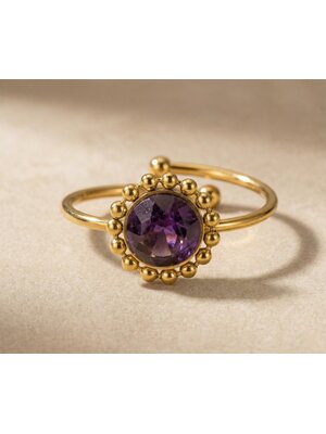 Lundholm Lundholm Lilly ring dames goudkleurig – premium stainless steel 2.5 micron PVD gold plated waterproof hypoallergeen – Lilly serie – Scandinavisch design – sieraden cadeau voor haar