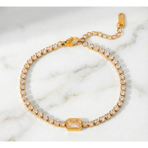 Lundholm Lundholm Jasmijn armband dames goudkleurig – 18 cm – premium stainless steel 2.5 micron PVD gold plated waterproof hypoallergeen – Jasmijn serie – Scandinavisch design – sieraden cadeau voor haar