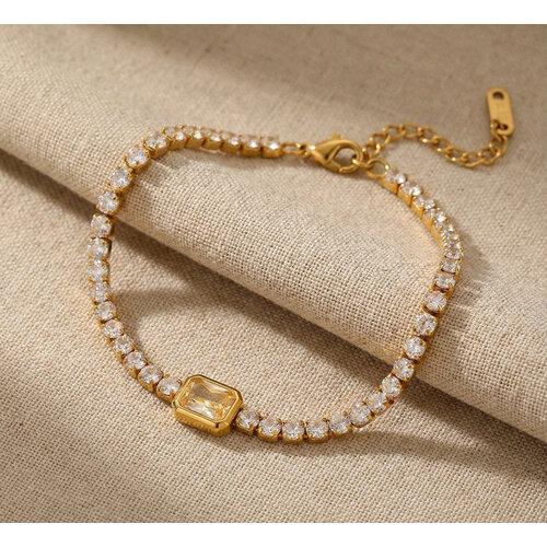 Lundholm Lundholm Jasmijn armband dames goudkleurig – 18 cm – premium stainless steel 2.5 micron PVD gold plated waterproof hypoallergeen – Jasmijn serie – Scandinavisch design – sieraden cadeau voor haar