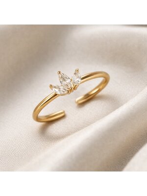 Lundholm Lundholm Rumi ring dames goudkleurig – premium stainless steel 2.5 micron PVD gold plated waterproof hypoallergeen – Rumi serie – Scandinavisch design – sieraden cadeau voor haar