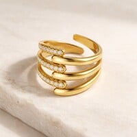 Maartje – Verstelbare Ring met Zirkonia – 2 Kleuren – Goudkleurig