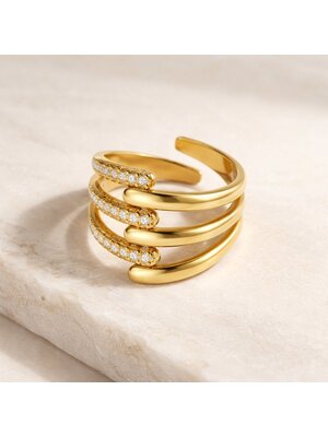 Lundholm Lundholm Maartje ring dames goudkleurig – premium stainless steel 2.5 micron PVD gold plated hypoallergeen – Maartje serie – Scandinavisch design – sieraden cadeau voor haar