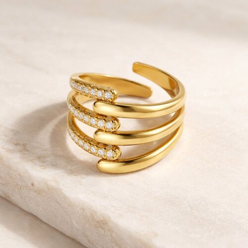 Lundholm Lundholm Maartje ring dames goudkleurig – premium stainless steel 2.5 micron PVD gold plated hypoallergeen – Maartje serie – Scandinavisch design – sieraden cadeau voor haar