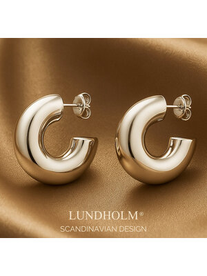 Lundholm Lundholm Rylin oorbellen dames zilverkleurig – 1,8 cm – premium stainless steel – Rylin serie – Scandinavisch design – sieraden cadeau voor haar