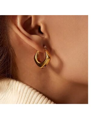 Lundholm Lundholm Anouk oorbellen dames goudkleurig – 3 x 3 cm – premium stainless steel – Anouk serie – Scandinavisch design – sieraden cadeau voor haar