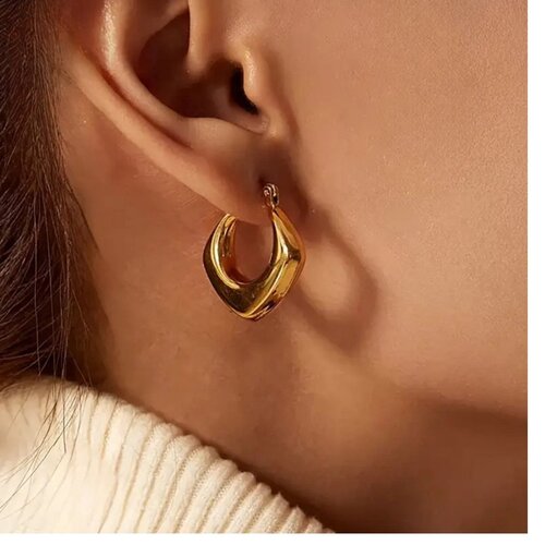 Lundholm Lundholm Anouk oorbellen dames goudkleurig – 3 x 3 cm – premium stainless steel – Anouk serie – Scandinavisch design – sieraden cadeau voor haar