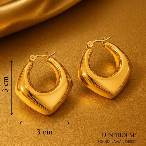 Lundholm Lundholm Anouk oorbellen dames goudkleurig – 3 x 3 cm – premium stainless steel – Anouk serie – Scandinavisch design – sieraden cadeau voor haar