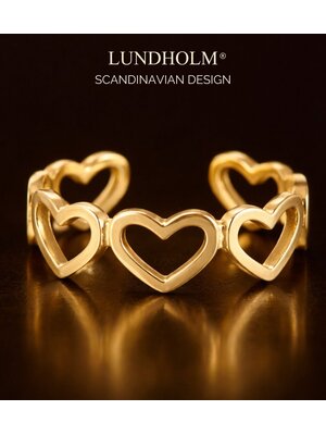 Lundholm Lundholm Saksun ring dames goudkleurig – 1,8 cm – premium stainless steel 2.5 micron PVD gold plated waterproof hypoallergeen – Saksun serie – Scandinavisch design – sieraden cadeau voor haar