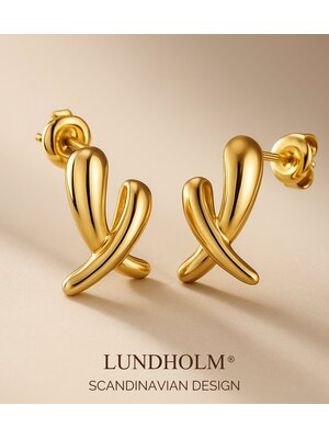 Lundholm Lundholm Elina oorbellen dames goudkleurig – 1,8 x 1,1 cm – premium stainless steel 2.5 micron PVD gold plated – Elina serie – Scandinavisch design – sieraden cadeau voor haar