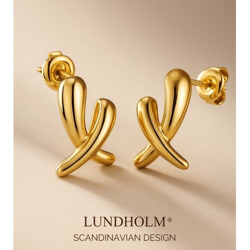 Lundholm Lundholm Elina oorbellen dames goudkleurig – 1,8 x 1,1 cm – premium stainless steel 2.5 micron PVD gold plated – Elina serie – Scandinavisch design – sieraden cadeau voor haar