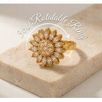 Lundholm Ophelia ring dames goudkleurig – premium stainless steel 2.5 micron PVD gold plated waterproof hypoallergeen – Ophelia serie – Scandinavisch design – sieraden cadeau voor haar