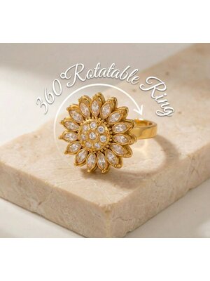 Lundholm Lundholm Ophelia ring dames goudkleurig – premium stainless steel 2.5 micron PVD gold plated waterproof hypoallergeen – Ophelia serie – Scandinavisch design – sieraden cadeau voor haar