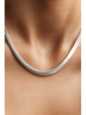 Lundholm Lundholm Elsa ketting dames zilverkleurig – 50 + 5 cm – premium stainless steel waterproof hypoallergeen – Elsa serie – Scandinavisch design – sieraden cadeau voor haar