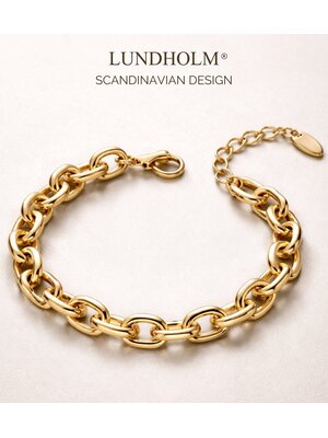 Lundholm Lundholm Greta armband dames goudkleurig – 16 + 4 cm – premium stainless steel 2.5 micron PVD gold plated – Greta serie – Scandinavisch design – sieraden cadeau voor haar