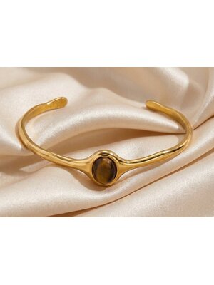 Lundholm Lundholm Jol armband dames goudkleurig – premium stainless steel 2.5 micron PVD gold plated waterproof hypoallergeen – Jol serie – Scandinavisch design – sieraden cadeau voor haar