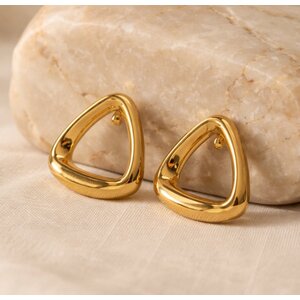 Lundholm Macey – Triangle Stud Earrings for Women – Gold-Tone Lundholm Macey – Triangle Stud Earrings for Women – Gold-Tone