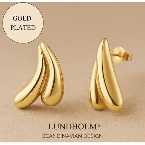 Lundholm Lundholm Lana oorbellen dames goudkleurig – 2,8 cm – premium stainless steel 2.5 micron PVD gold plated – Lana serie – Scandinavisch design – sieraden cadeau voor haar