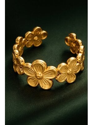 Lundholm Lundholm Flora ring dames goudkleurig – premium stainless steel 2.5 micron PVD gold plated – Flora serie – Scandinavisch design – sieraden cadeau voor haar