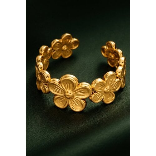 Lundholm Lundholm Flora ring dames goudkleurig – premium stainless steel 2.5 micron PVD gold plated – Flora serie – Scandinavisch design – sieraden cadeau voor haar