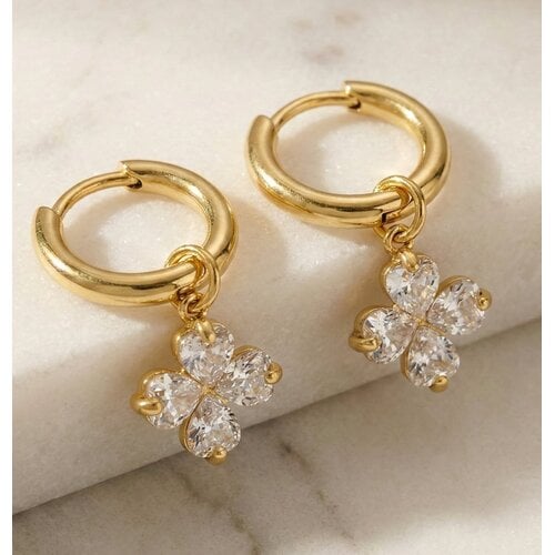 Lundholm Lundholm Lycka oorbellen dames goudkleurig – 2,1 cm – premium stainless steel 2.5 micron PVD gold plated waterproof hypoallergeen – Lycka serie – Scandinavisch design – sieraden cadeau voor haar