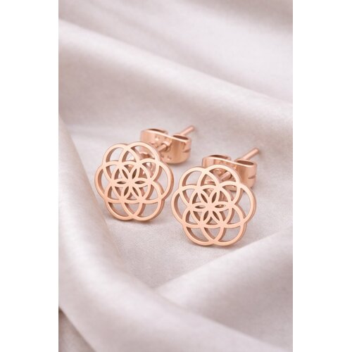 Lundholm Lundholm Oorknopjes Dames Bloem des Levens Zilver PVD Plated – Premium Stainless Steel Jewellery - Cadeau Vrouw - My Pia Serie - Flower of Life Oorbellen Zilver Plated – Perfect Cadeau voor Vrouw