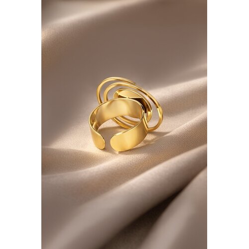Lundholm Lundholm Luxe Ring Dames Gold Plated - Premium Stainless Steel - Verstelbare Ring - Cadeau voor Vrouw - Scandinavisch Design