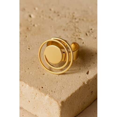 Lundholm Lundholm Luxe Ring Dames Gold Plated - Premium Stainless Steel - Verstelbare Ring - Cadeau voor Vrouw - Scandinavisch Design