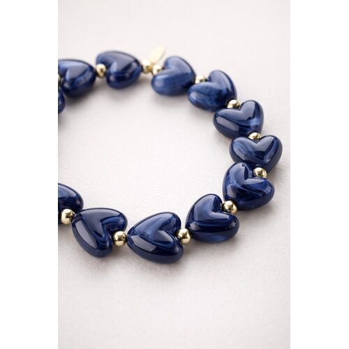 Lundholm Lundholm Luxe Kralen Armband Dames Hartjes – Premium Stainless Steel Jewellery Armband Dames Bruin – Elastische Kralenarmband met Acryl Hartjes (Bruin) – My Jada Serie -Luxe Cadeau voor Haar – Inclusief Luxe Geschenkverpakking