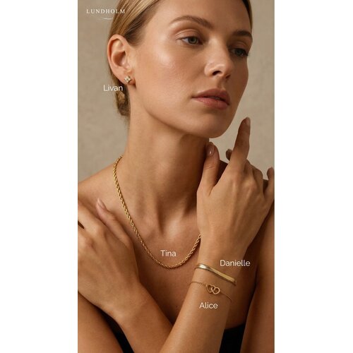 Lundholm Lundholm luxe Armband Dames goud kleurig Hartjes - Liefde Armband Sieraad Cadeau - Premium Stainless Steel Jewellery - love bracelet - gouden Schakelarmband - My Alice Serie - in luxe Geschenkverpakking - Vrouwen Cadeautjes