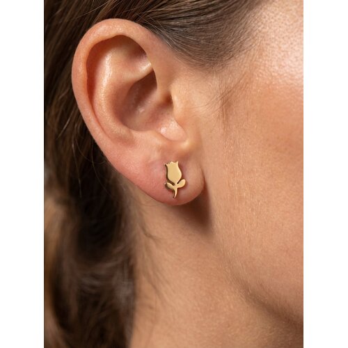 Lundholm Luxe Oorbellen Dames Rose Goud Kleurig - Tulpen Design - Kleine Studs Bloemetje Rosegoud - Waterproof & Hypoallergeen - Fiene Serie - Cadeautje voor haar