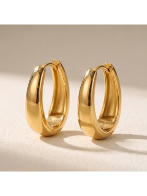 Lundholm Lundholm Oorbellen Dames - Premium Stainless Steel - Gold Plated Oorbellen Statement Oorstekers - Scandinavisch Design