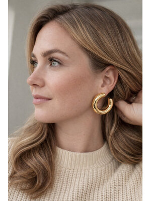 Lundholm Lundholm Oorbellen Dames - Premium Stainless Steel - Gold Plated Oorbellen Statement Oorstekers - Scandinavisch Design