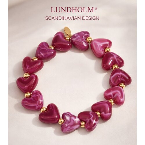 Lundholm Lundholm luxe Armband Dames Kralen Donkerblauw - Premium Stainless Steel Jewellery Kralenarmband Hartjes - my Jada Serie - in Luxe Geschenkverpakking - Vrouwen Cadeautjes