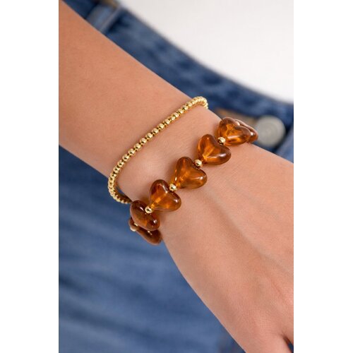 Lundholm Lundholm luxe Armband Dames Kralen Donkerblauw - Premium Stainless Steel Jewellery Kralenarmband Hartjes - my Jada Serie - in Luxe Geschenkverpakking - Vrouwen Cadeautjes