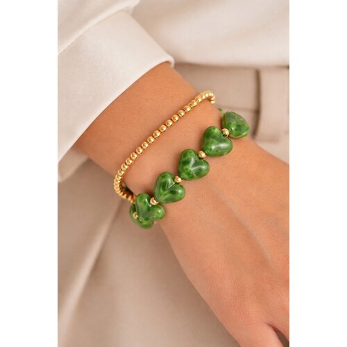 Lundholm Lundholm luxe Armband Dames Kralen Donkerblauw - Premium Stainless Steel Jewellery Kralenarmband Hartjes - my Jada Serie - in Luxe Geschenkverpakking - Vrouwen Cadeautjes