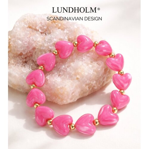 Lundholm Lundholm luxe Armband Dames Kralen Donkerblauw - Premium Stainless Steel Jewellery Kralenarmband Hartjes - my Jada Serie - in Luxe Geschenkverpakking - Vrouwen Cadeautjes