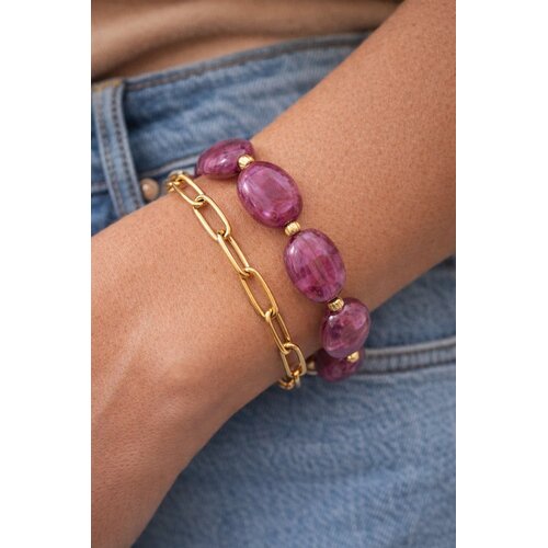 Lundholm Lundholm Luxe Premium Stainless Steel Gold Plated Armband Dames - Vrouwen Cadeautjes Tip - Scandinavisch Design