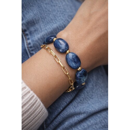 Lundholm Lundholm Luxe Premium Stainless Steel Gold Plated Armband Dames - Vrouwen Cadeautjes Tip - Scandinavisch Design