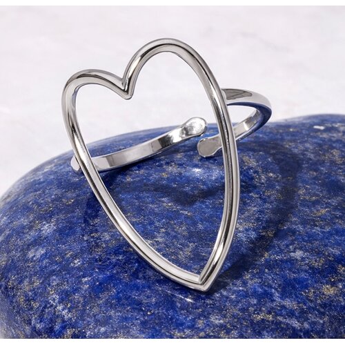 Lundholm Lundholm Ringen Dames Zilver Kleurig Hart - Zilveren Hartjes Ring Dames – Premium Stainless Steel PVD Zilver Plated Jewellery – Verstelbare Statement Ring (One Size) – Luxe Cadeau voor Haar - My Joliene Serie - Valentijn Cadeau